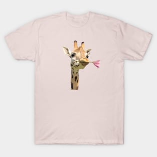 Cute Giraffe with Pink Tulip in its Mouth T-Shirt